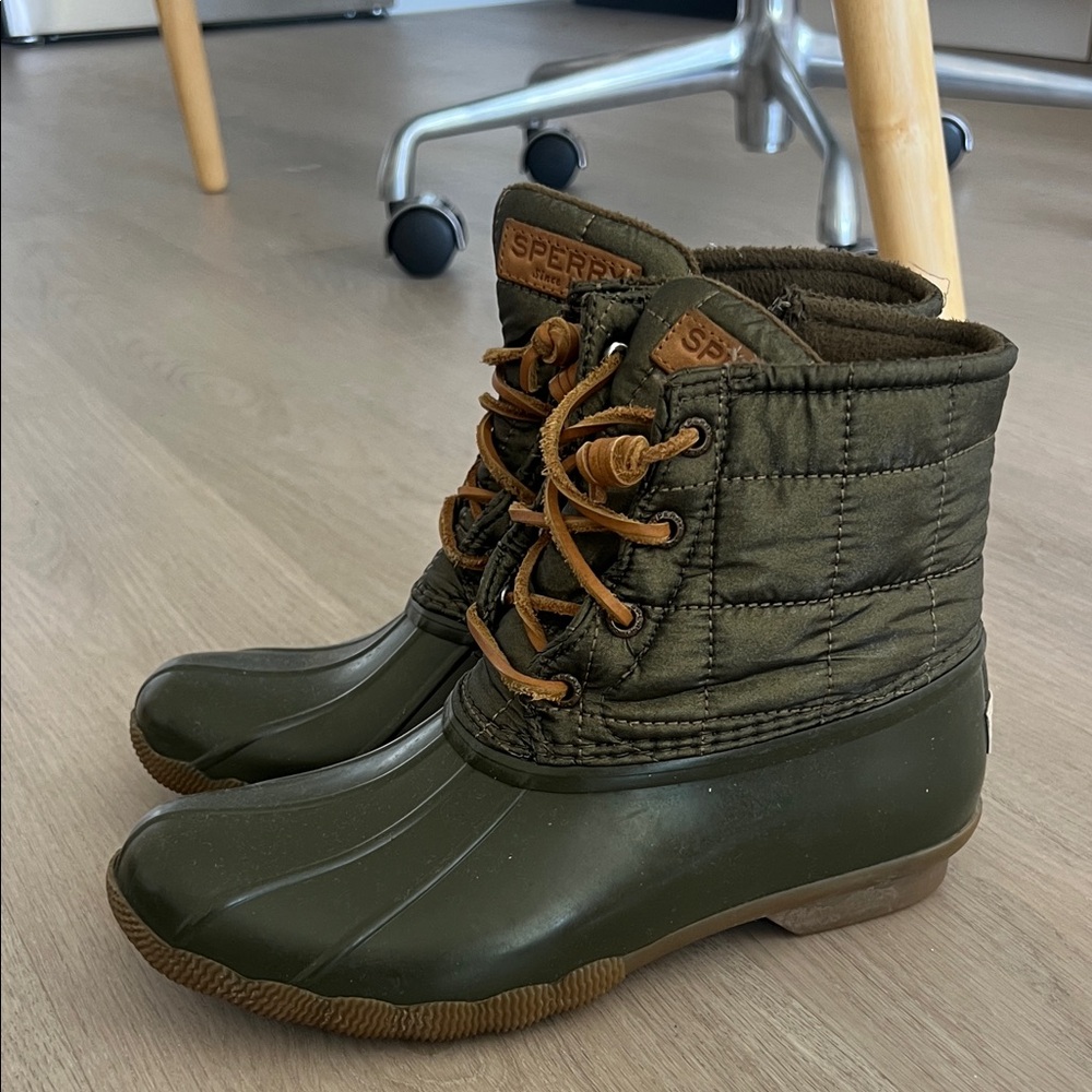Sperry Dark Green Quilted Duck Boots